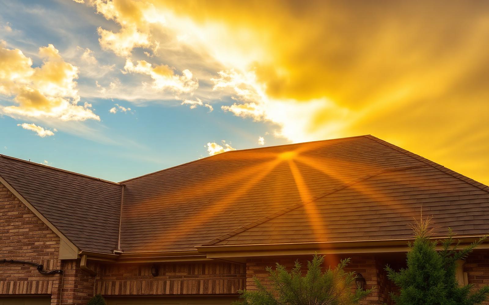 Texas home with new roof at golden hour